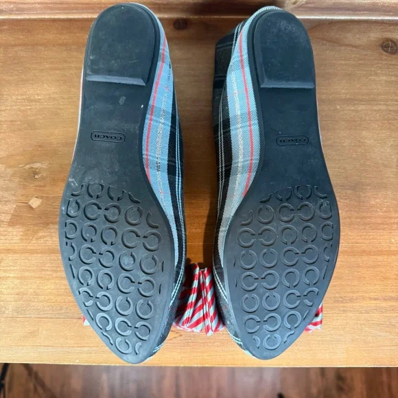 COACH Cambria Poppy Bow Plaid Tartan Flats Size 9 - Picture 5 of 5